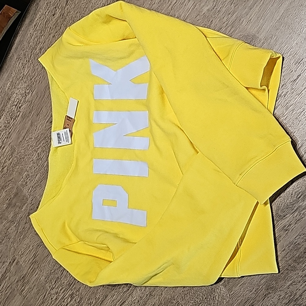 NWT Victoria Secret PINK Slouchy Shoulder sweatshirt size Small